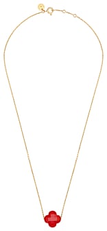 Morganne Bello Red Carnelian Clover Yellow Gold Necklace