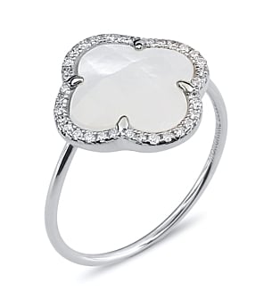 Morganne Bello White Mother Of Pearl + Diamonds White Gold Victoria Ring
