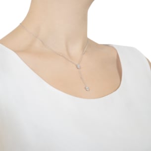 Palace Baguette Y Diamond Pendant Necklace 18K White Gold 