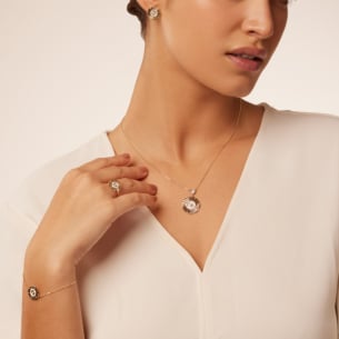 Farfasha Sunkiss Yellow Gold Ring with Mother of Pearl and Diamond