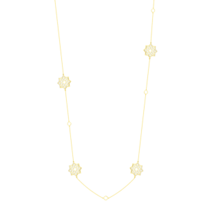 Al Qasr Star  Long Tin Cup Necklace In 18K In White And Yellow Gold