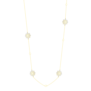Al Qasr Star  Long Tin Cup Necklace In 18K In White And Yellow Gold