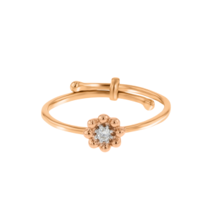 Children's Jewellery Ara Diamond Adjustable Ring Flower Rose Gold Eight Petals
