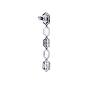 Palace Baguette Cut Long Diamond Drop Earrings 18K White Gold 