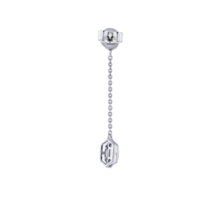 Palace Baguette Cut Long 0.3Carat Diamond Drop Earrings 18K White Gold 