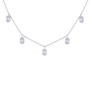 Palace Baguette Drop 0.5 Carat Diamond Necklace 18K White Gold 