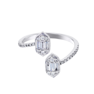 Palace Baguette Spiral Diamond Ring 18K White Gold 