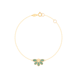 Damas Children's Half Flower Coloured Mother Of Pearl Bracelet In 18K Yellow Gold 