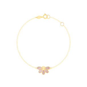 Damas Children's Half Flower Coloured Mother Of Pearl Bracelet In 18K Yellow Gold 