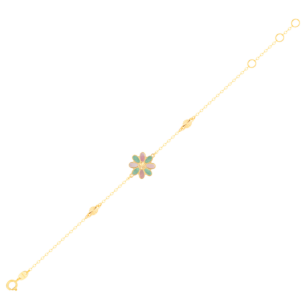 Damas Children's Flower Coloured Mother Of Pearl Bracelet In 18K Yellow Gold 