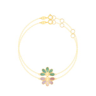 Damas Children's Coloured Mother Of Pearl Two Pieces Half Flower Promise Bracelet In 18K Yellow Gold 