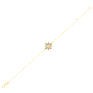Damas Children's Flower Coloured Mother Of Pearl Bracelet In 18K Yellow Gold 