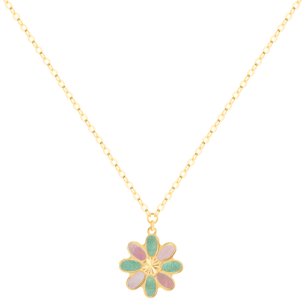Damas Children's Flower Coloured Mother Of Pearl Necklace In 18K Yellow Gold 