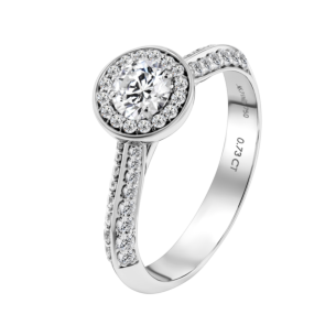 Damas Engagement Brilliant Diamond With Halo 0.70 Carat