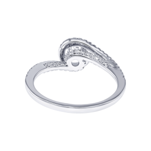 Damas Engagement 0.5 Carat Round Brilliant Diamond Engagment Ring With Double Spiral Diamond Studded Band 