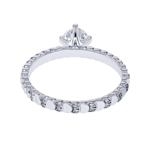 Revolve Signature Design 0.5 Carat Round Brilliant Diamond Engagment Ring Discs Diamond Studded Band 