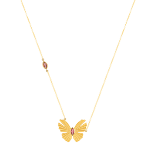 Farfasha Sunkiss Butterfly Necklace in 18K Yellow Gold and Pink Tourmaline