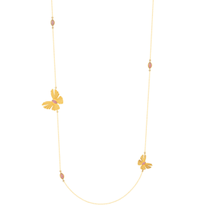 Farfasha Sunkiss Butterfly Tin Cup Necklace in 18K Yellow Gold and Pink Tourmaline