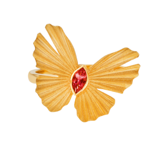 Farfasha Sunkiss Butterfly Ring in 18K Yellow Gold With Pink Tourmaline