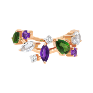 Fireworks Fiesta Diamond and Precious Gem Ring in 18k Rose Gold