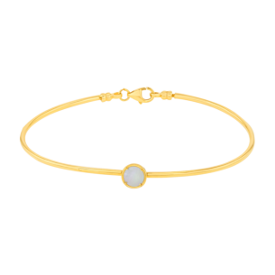 Giulia Round Motif With Mother Of Pearl Tube Bangle in 18K Yellow Gold