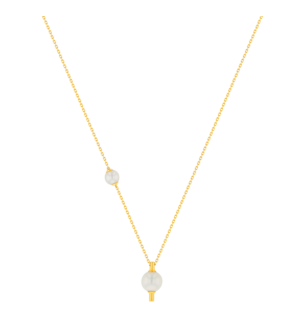 Kiku Glow Necklace in 18K Yellow Gold With Two Freshwater Pearls