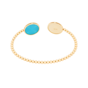 Lace Turquoise Stone Diamond Bangle in 18K Yellow Gold