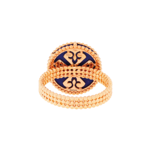 Lace Single Medallion Ring in 18K Rose Gold With Lapiz Lazuli And Diamonds