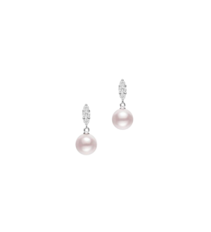 Mikimoto Morning Dew, Akoya Pearl and Diamond Earring in 18K White Gold