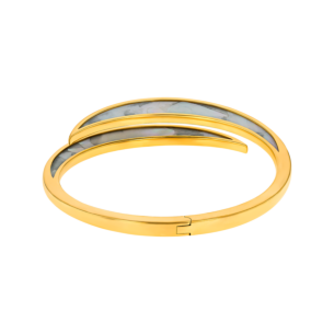 Qamar Bangle in 18K Yellow Gold, with Mother of Pearl and Diamonds