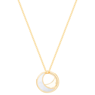 18k Yellow Gold Qamar Necklace With Diamond And Mother of Pearl