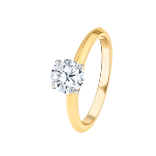 Gaia Solitaire 1 Carat Engagement Diamond Ring 18K Yellow Gold 